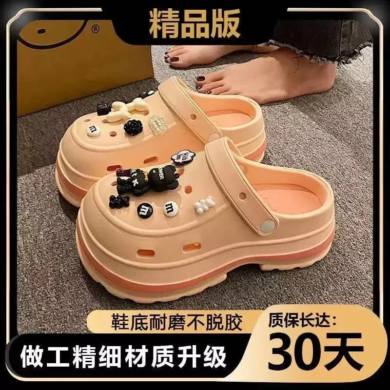 Women’s Summer Platform Slippers – EVA Sandals with Rhinestone Charms