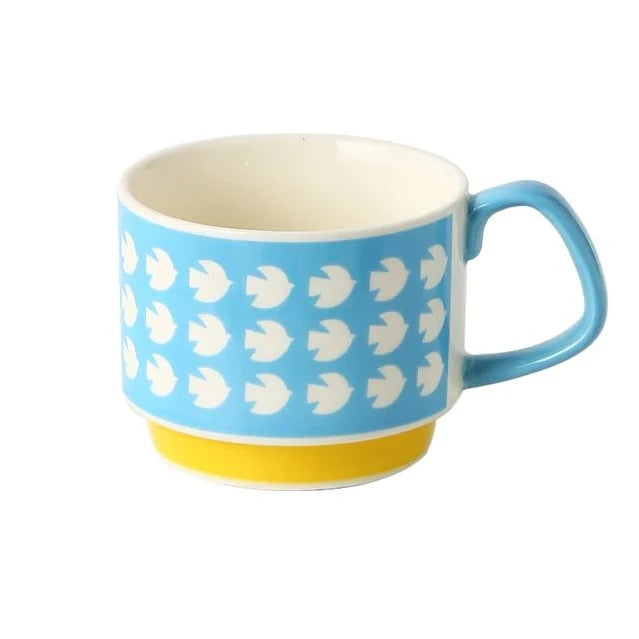 Japanese Flower Ceramic Mug Set – Retro Coffee & Milk Cups