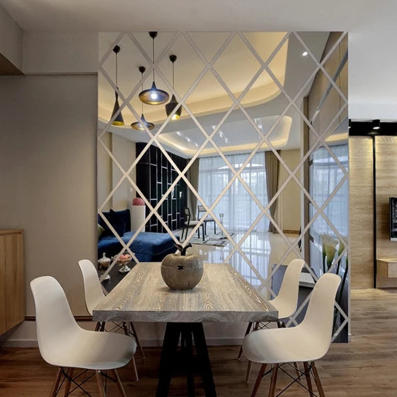 3D Diamond Splicing Acrylic Mirror Wall Sticker