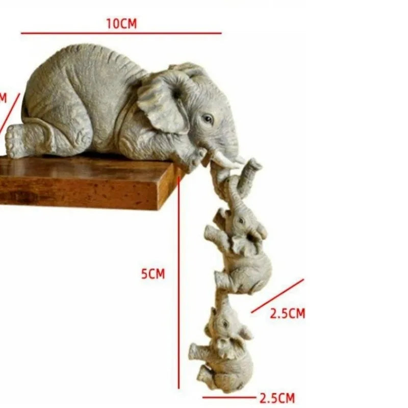 EleFamily 3-Piece Elephant Hug Resin Figurine Set