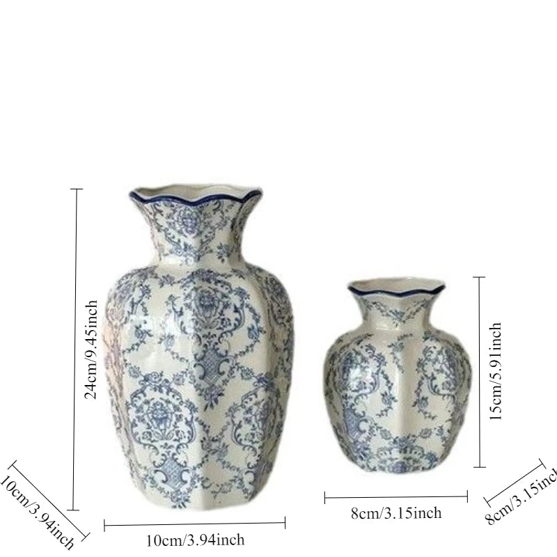 Hand-Painted Blue & White Porcelain Vase