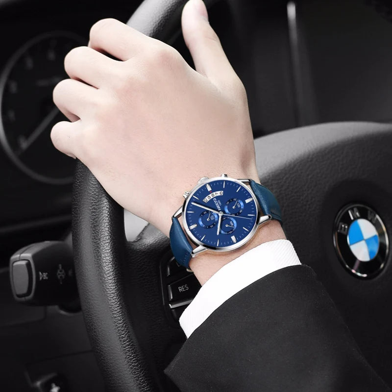 NIBOSI Men’s Casual Luxury Leather Wristwatch