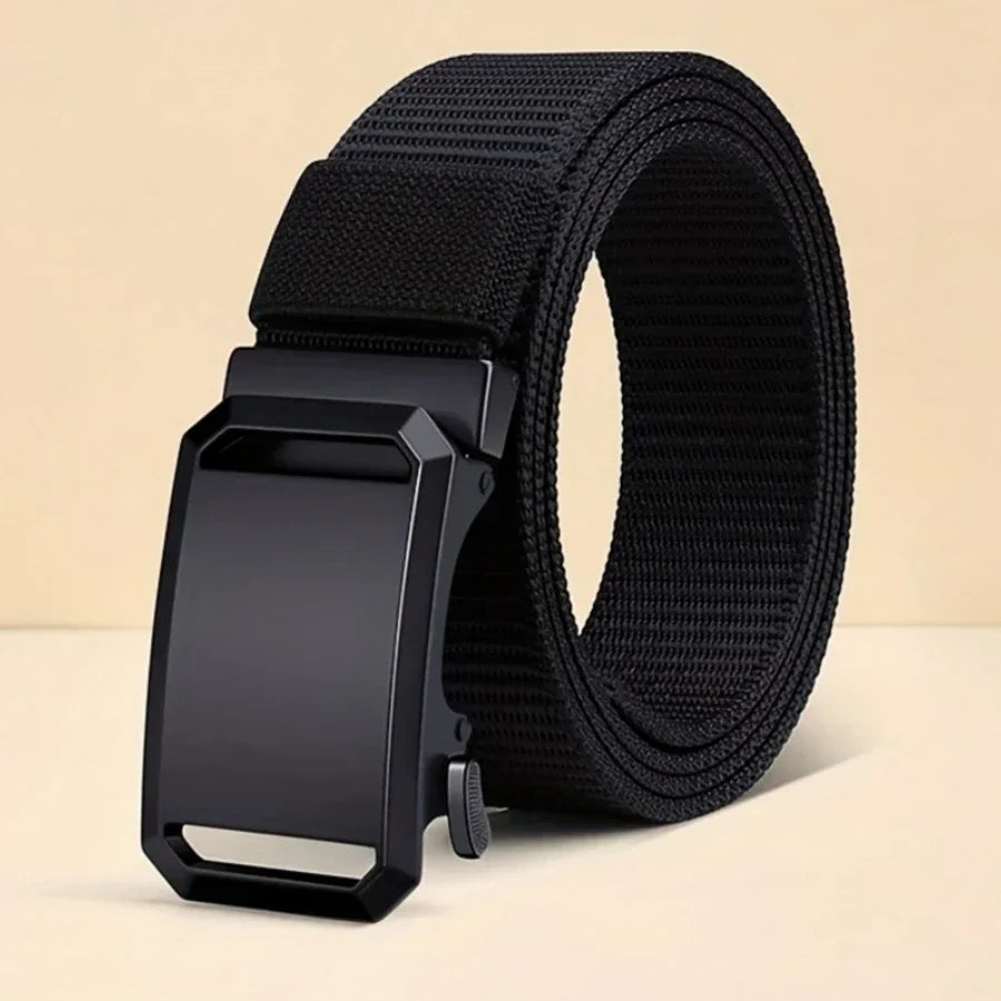 Automatic Buckle Canvas Tactical Belt – Casual Military-Style Workwear for Men