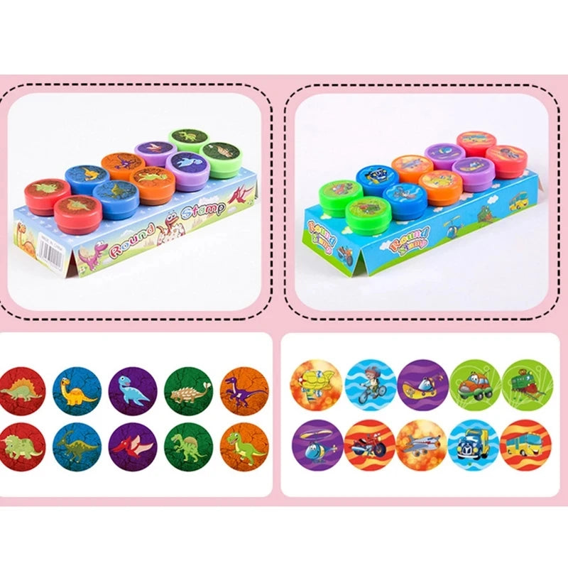 10pcs Assorted Kids Self-Inking Stamps – Fun Smiley Face Stamps for Scrapbooking, DIY Crafts, and Photo Album Decoration