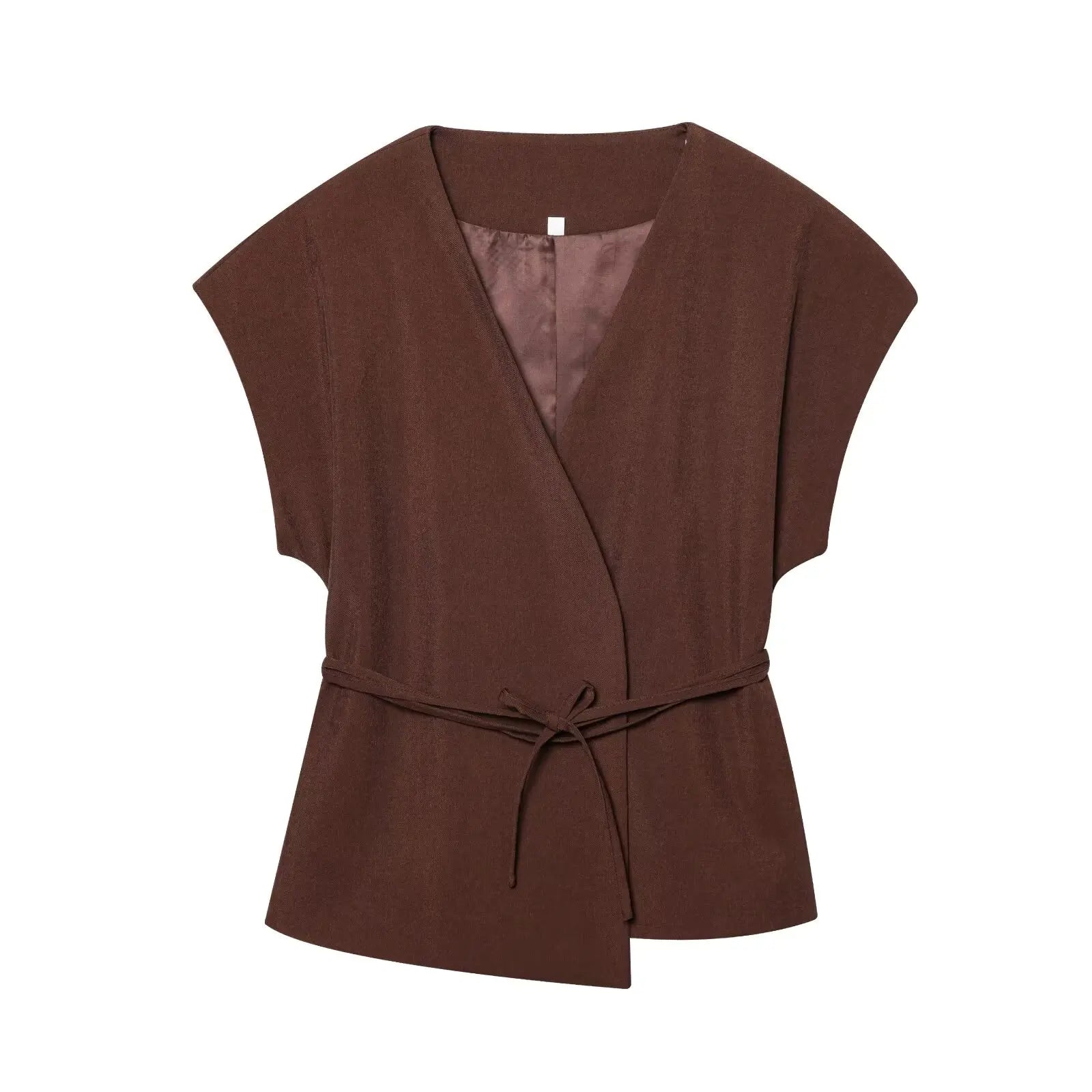 TFMLN Women’s Sleeveless V-Neck Trouser Suit with Belt