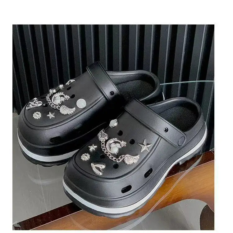 Women’s Summer Platform Slippers – EVA Sandals with Rhinestone Charms
