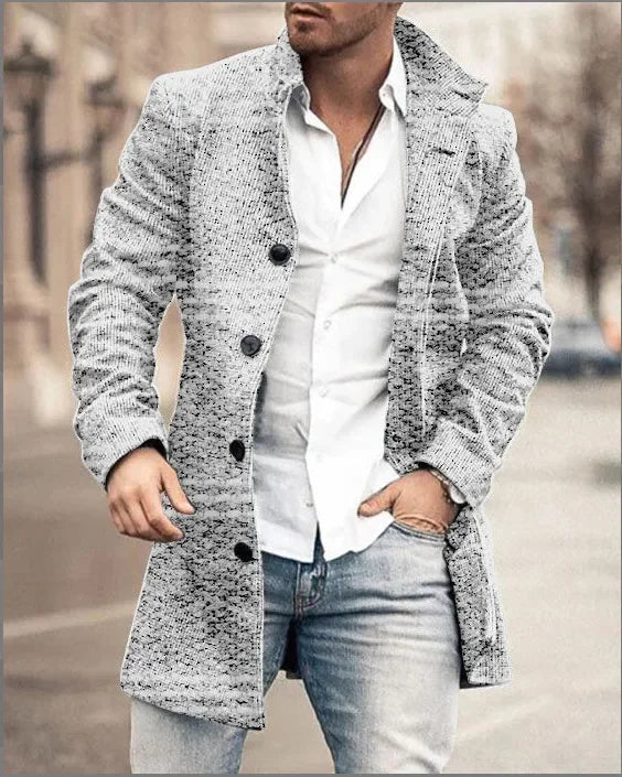 European and American Woolen Overcoat – Korean Style Men’s Stand-Up Collar