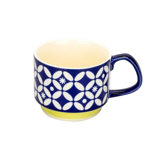 Japanese Flower Ceramic Mug Set – Retro Coffee & Milk Cups