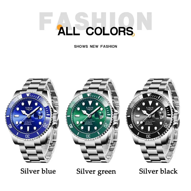 LIGE Luxury Diver Watch for Men