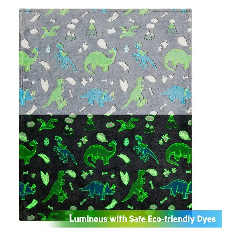 Luminous Unicorn & Dinosaur Plush Throw Blanket
