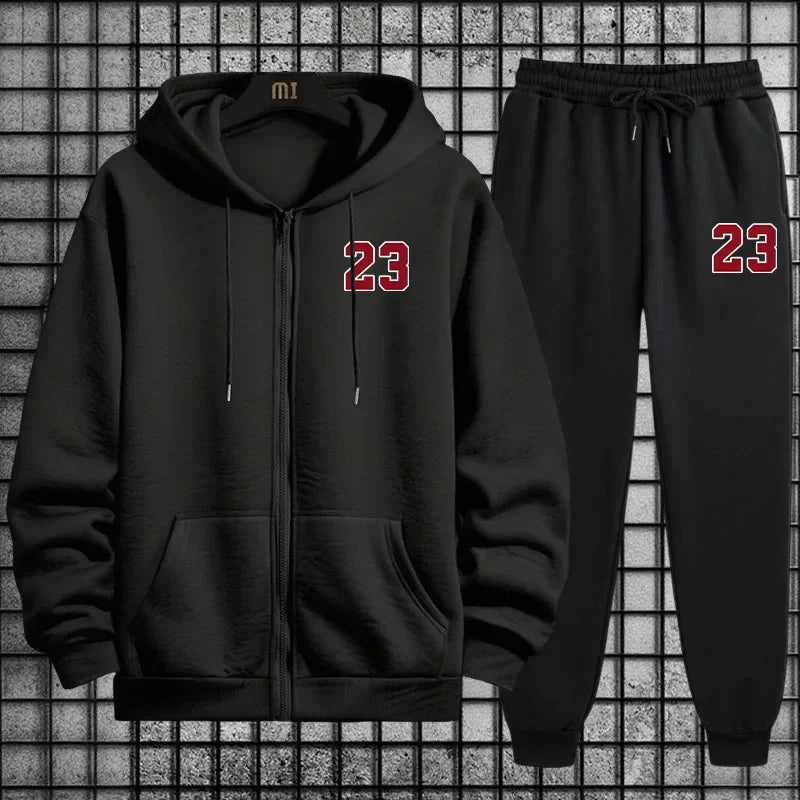 Men’s Number 23 Print Hoodie and Sweatpants Tracksuit Set
