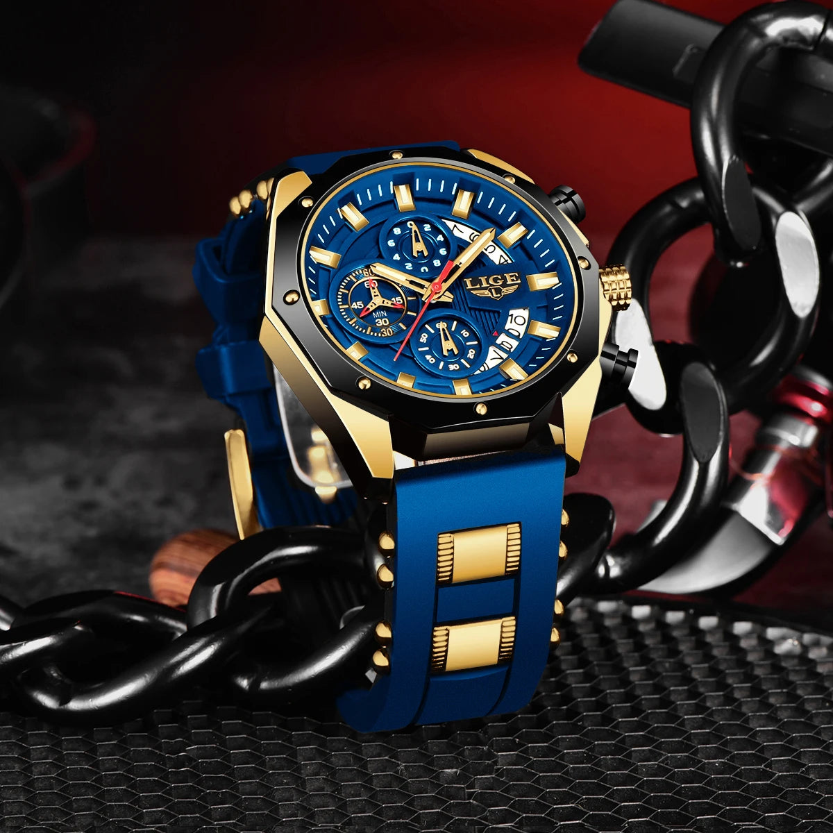 2024 LIGE New Fashion Men’s Watch – Luxury Silicone Sport Quartz Wristwatch