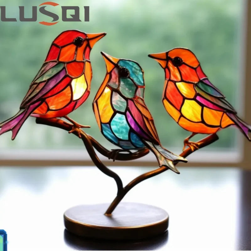 LUSQI 3PC Retro Metal Bird Ornaments