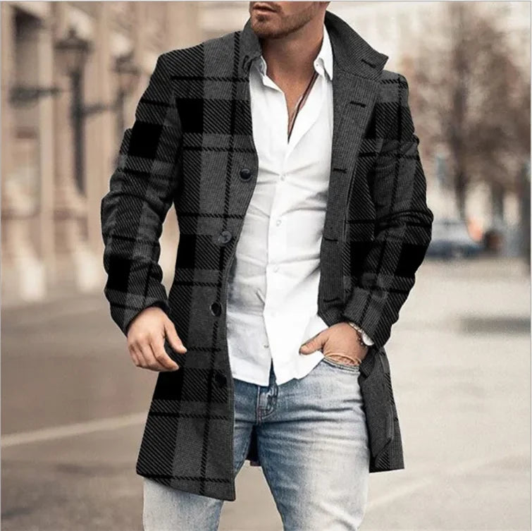 European and American Woolen Overcoat – Korean Style Men’s Stand-Up Collar