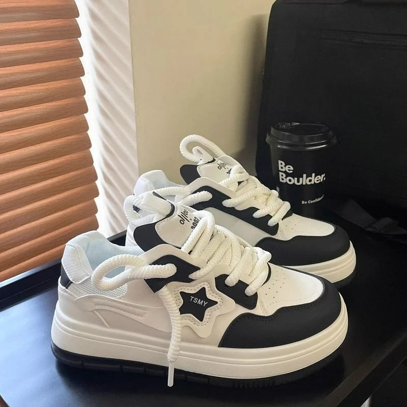 Women’s Platform Star Sneakers – Designer Casual Lace-Up Shoes