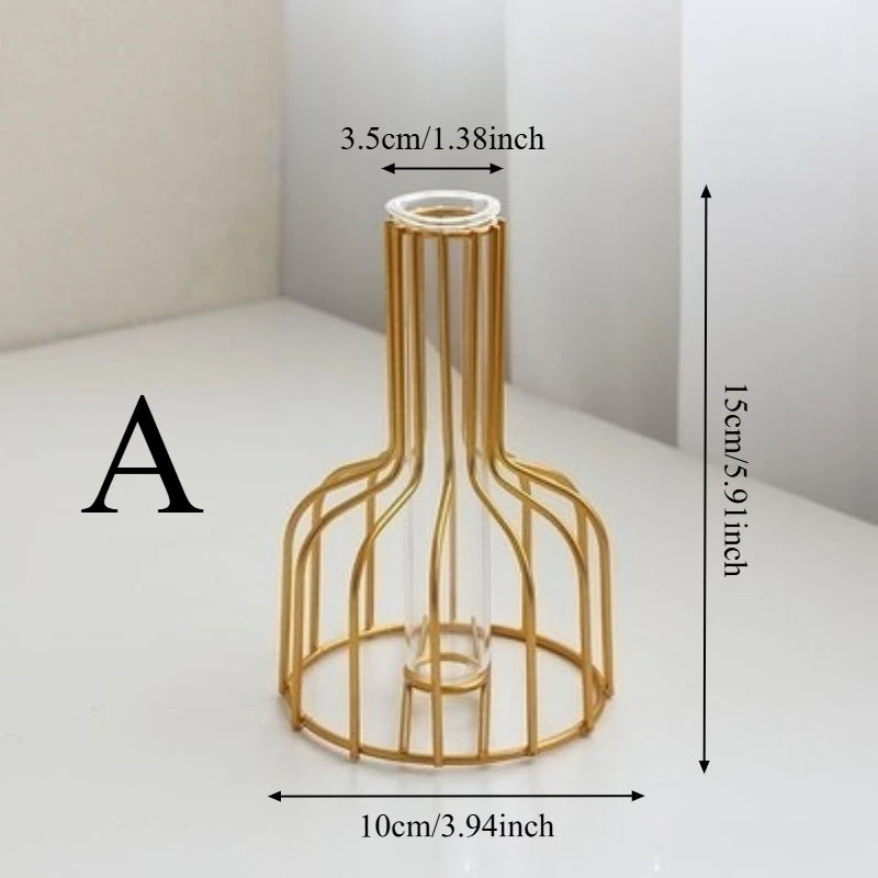 Ornamental Wrought Iron Gold Flower Vase