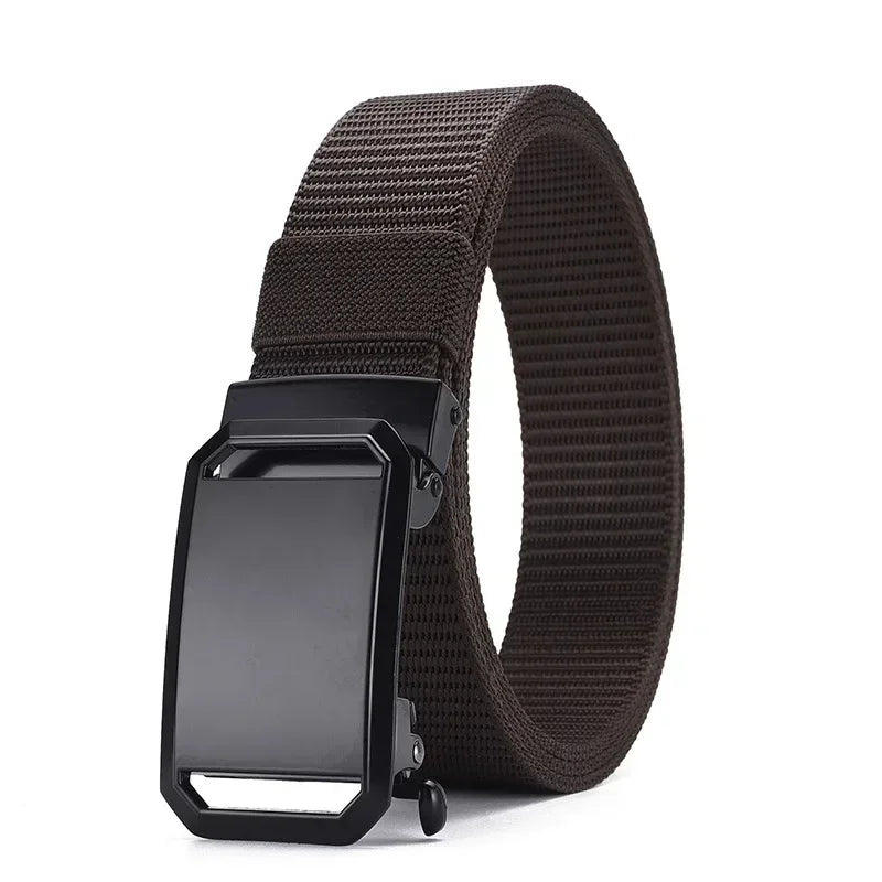 Automatic Buckle Canvas Tactical Belt – Casual Military-Style Workwear for Men