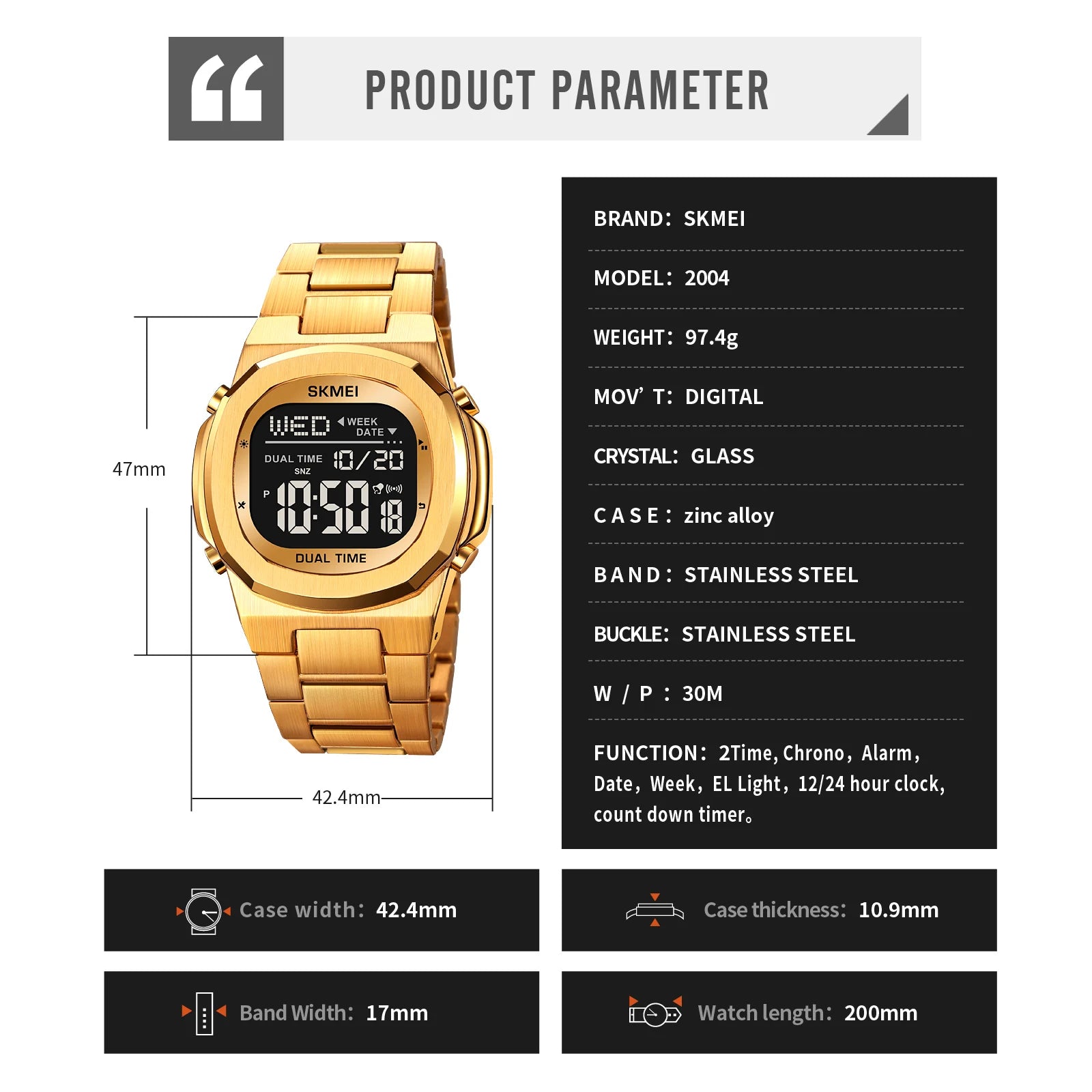 SKMEI 2004 Luxury Digital Watch for Men