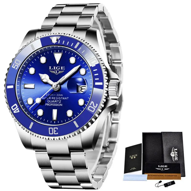 LIGE Luxury Diver Watch for Men