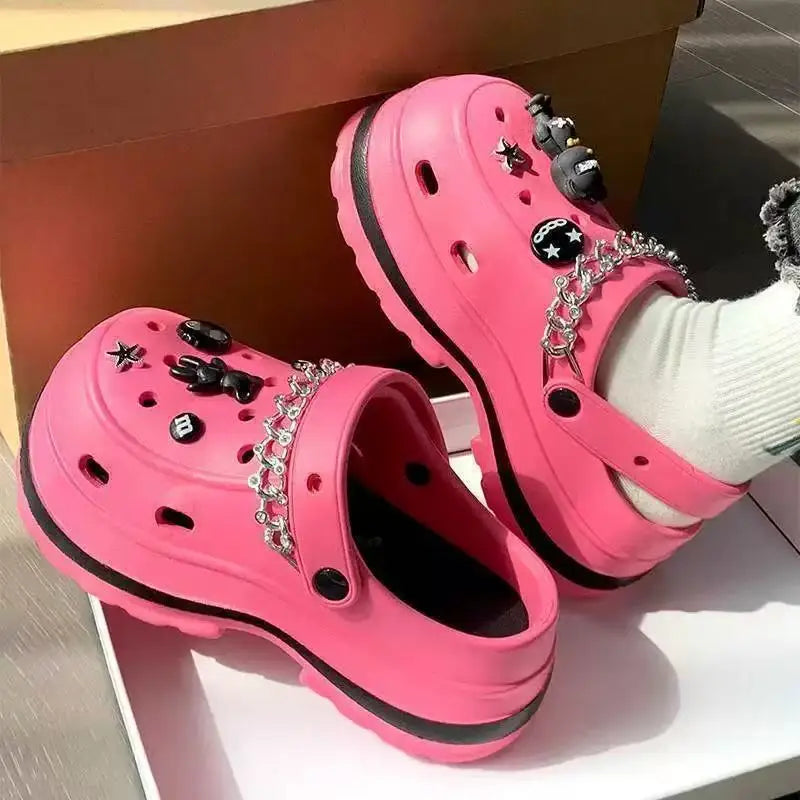 Women’s Summer Platform Slippers – EVA Sandals with Rhinestone Charms