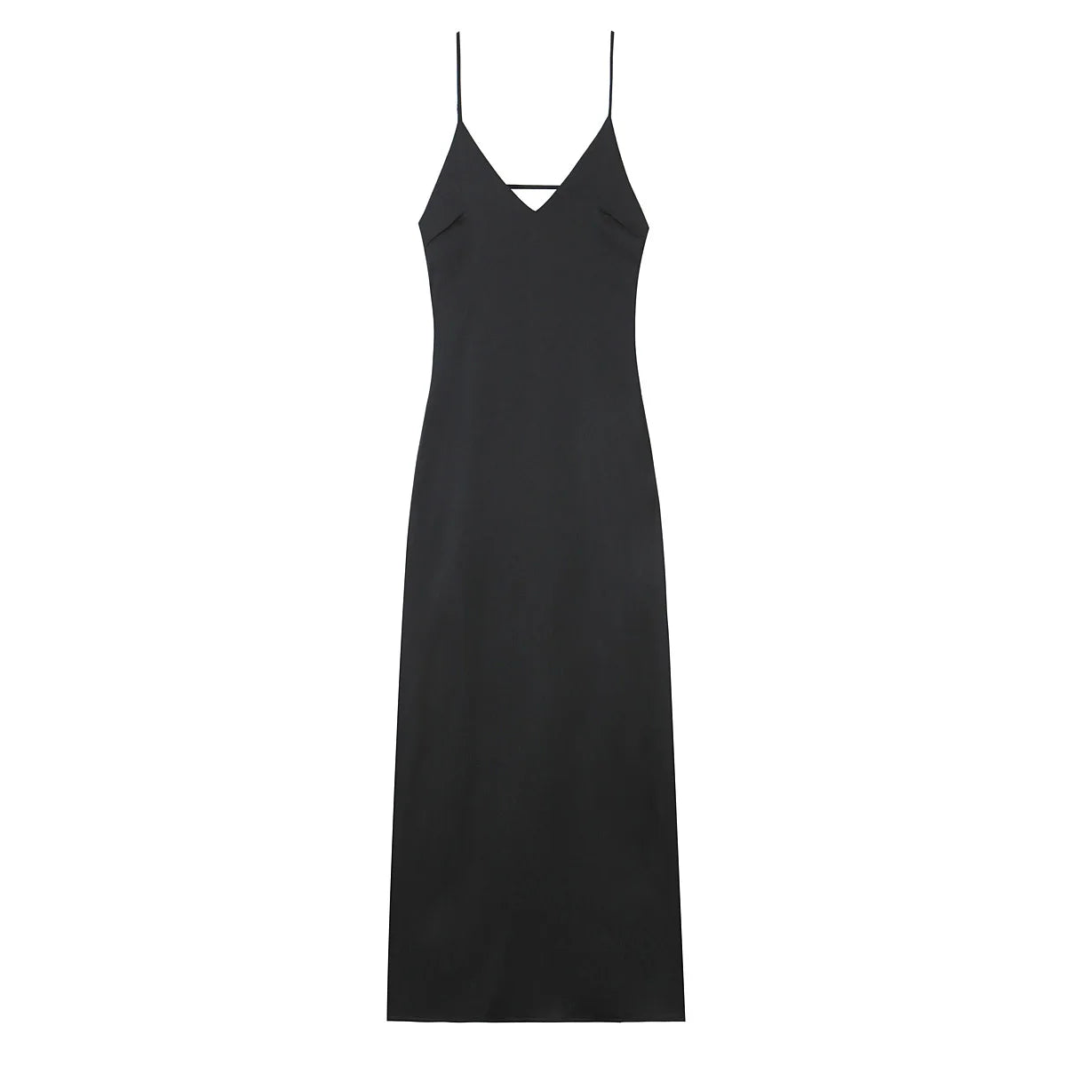 TRAFZA Summer Satin V-Neck Maxi Dress – Elegant Holiday Style