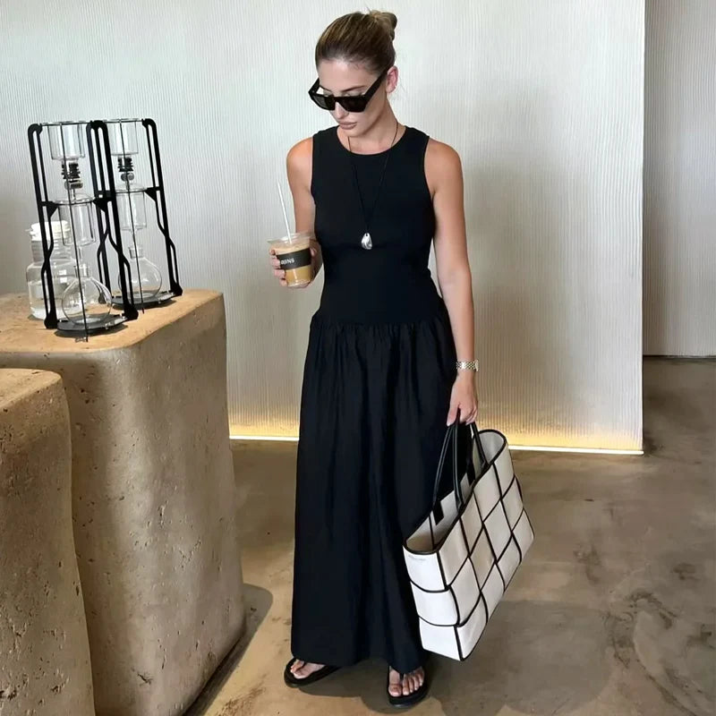 HXAO Elegant Long Patchwork Dress