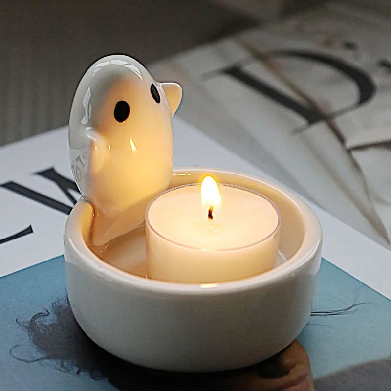 Cute Ceramic Kitten Candle Holde