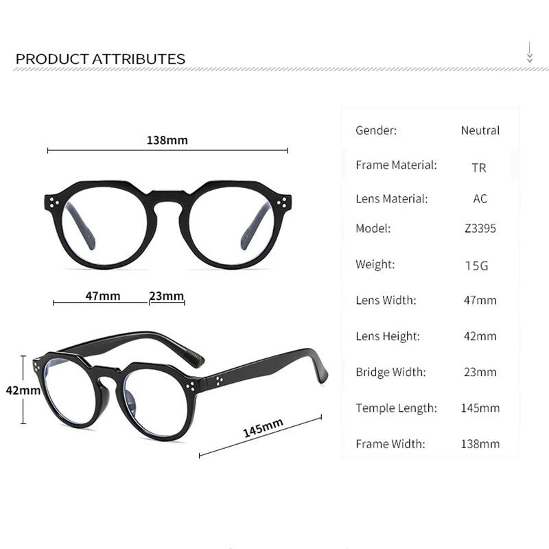 2023 Retro Blue Light Blocking Reading Glasses
