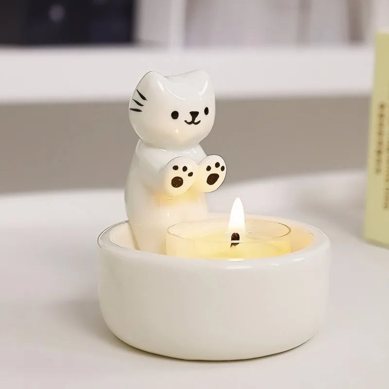 Cute Ceramic Kitten Candle Holde