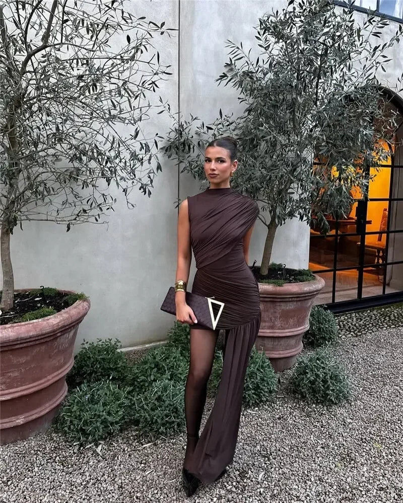 2025 Irregular Draped Ruched Sexy Mini Dress
