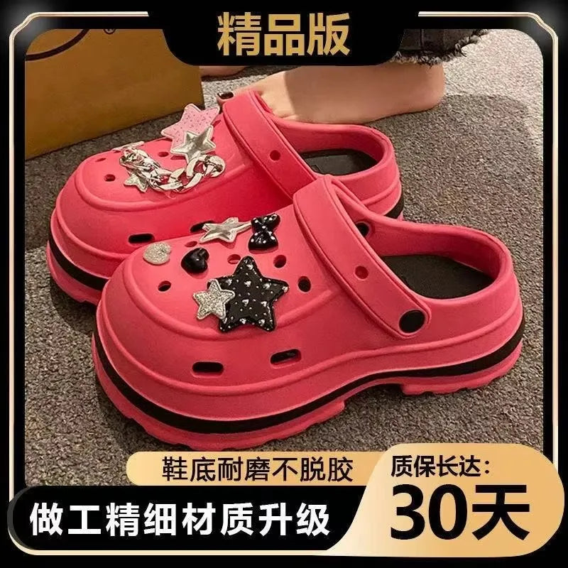 Women’s Summer Platform Slippers – EVA Sandals with Rhinestone Charms