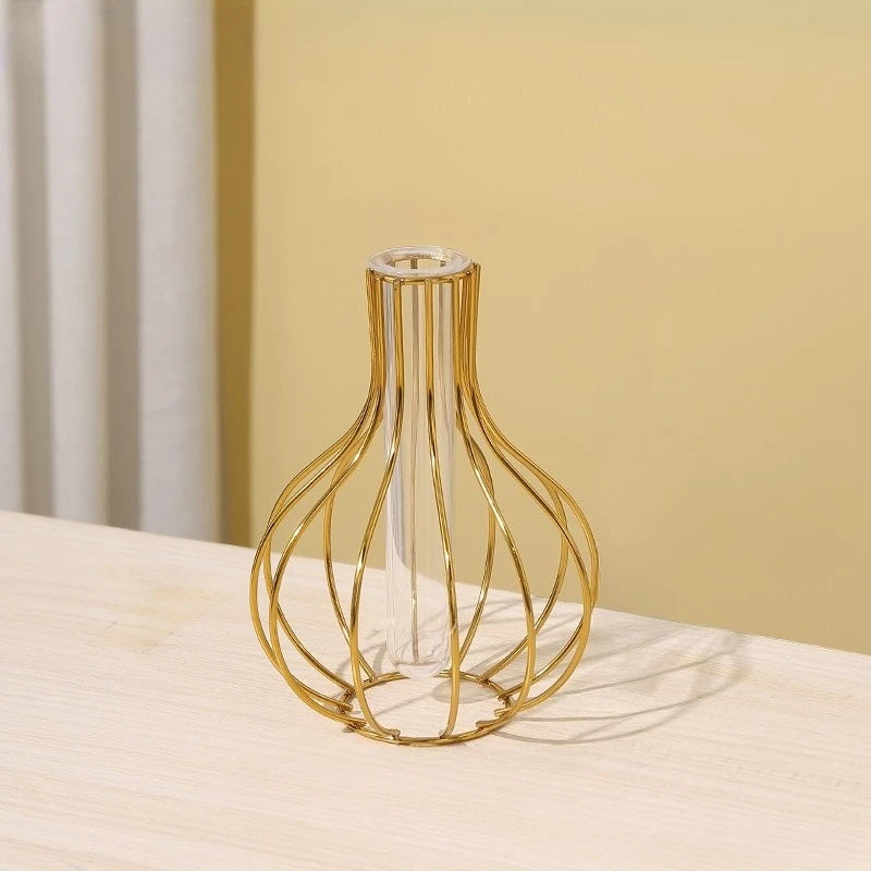 Ornamental Wrought Iron Gold Flower Vase