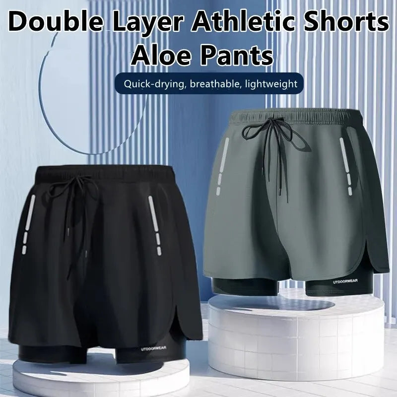 Men’s Aloe Pants Two-Layer Swim Trunks – Stylish, Quick-Drying & Comfortable