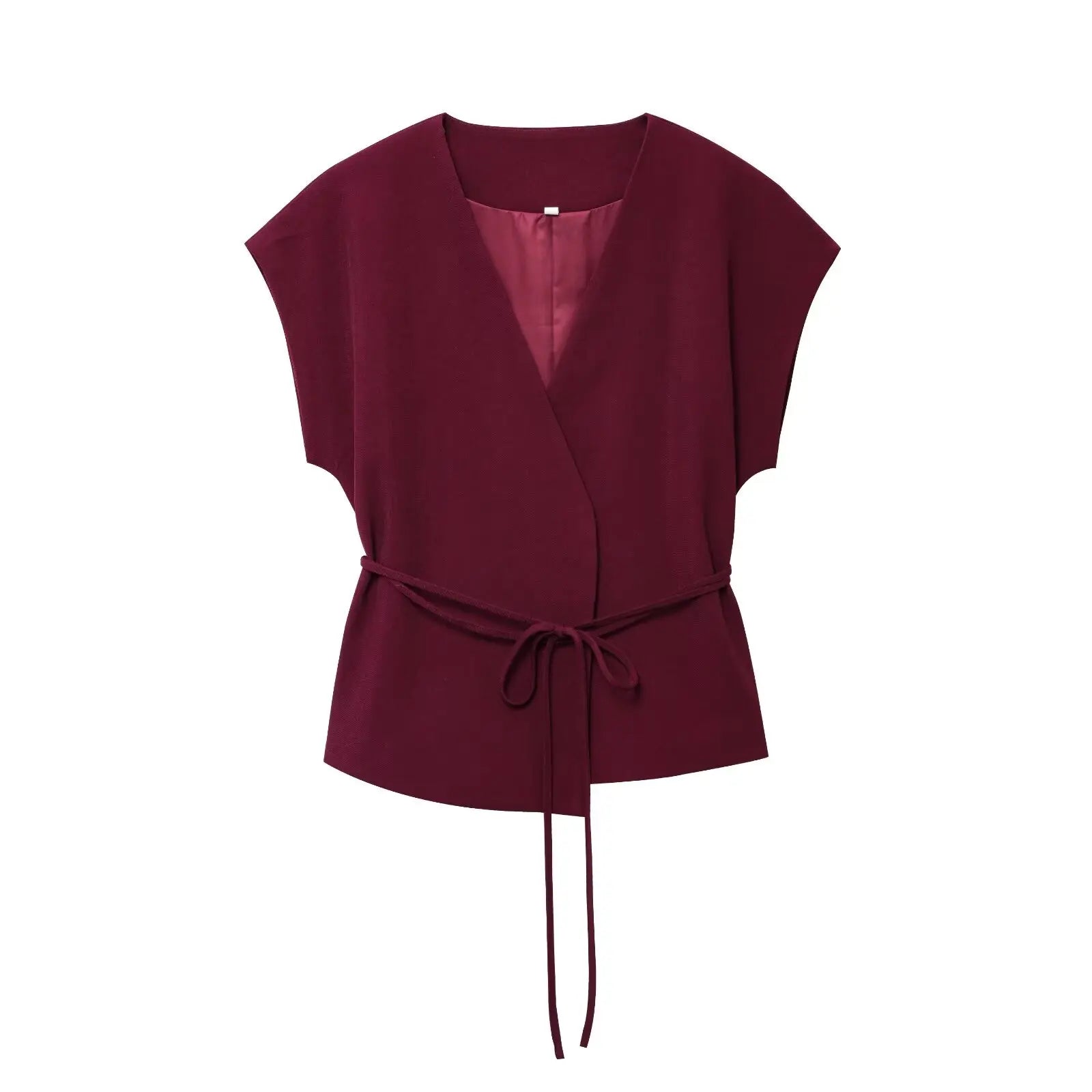 TFMLN Women’s Sleeveless V-Neck Trouser Suit with Belt