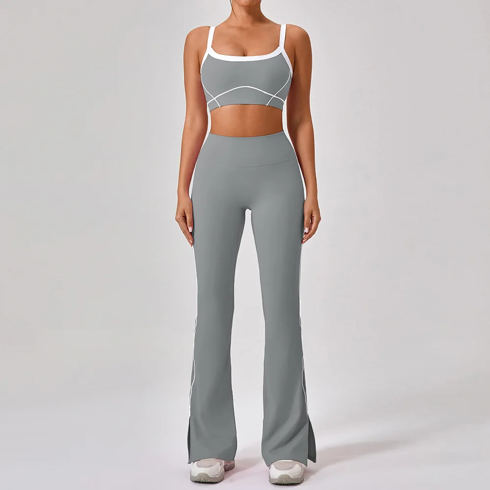 Women’s 2 Piece Workout Running Sets – Y2K Cropped Tank Top & Pants
