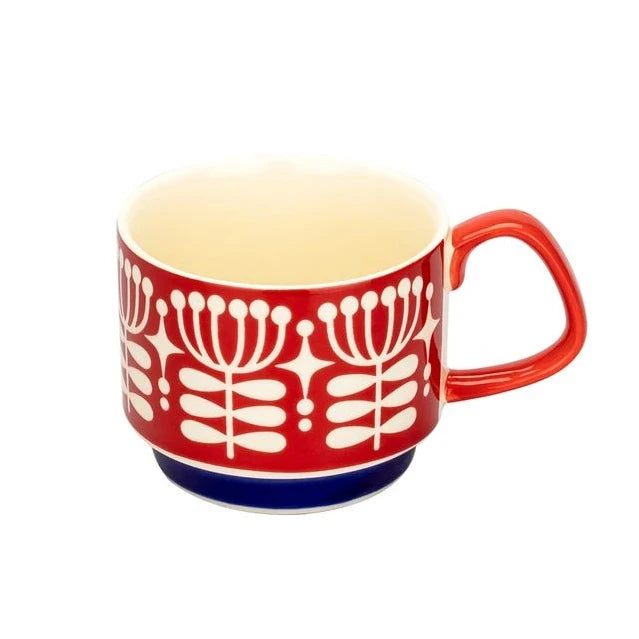 Japanese Flower Ceramic Mug Set – Retro Coffee & Milk Cups