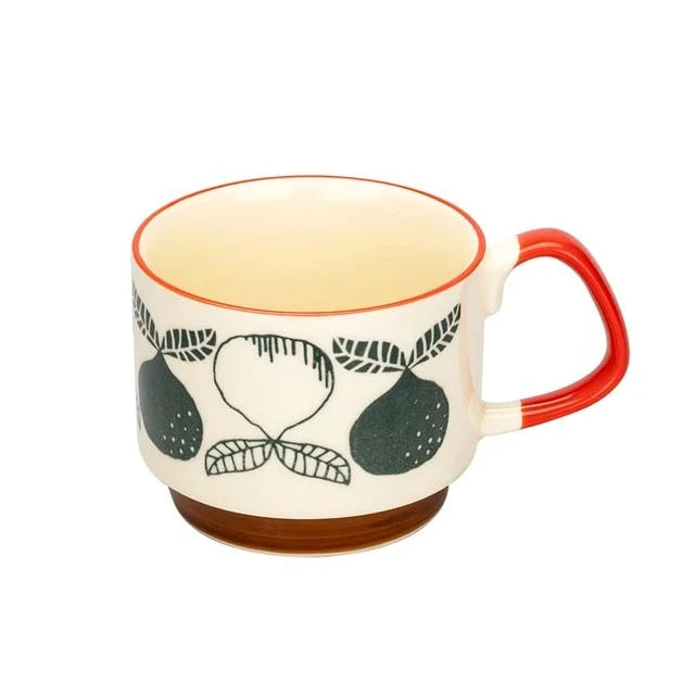 Japanese Flower Ceramic Mug Set – Retro Coffee & Milk Cups