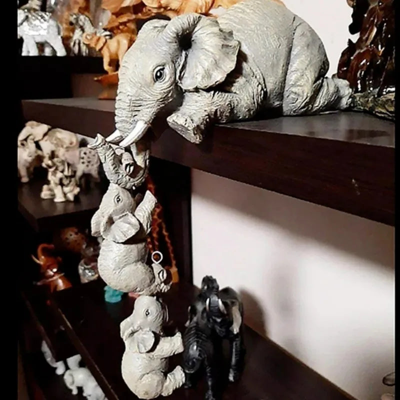 EleFamily 3-Piece Elephant Hug Resin Figurine Set