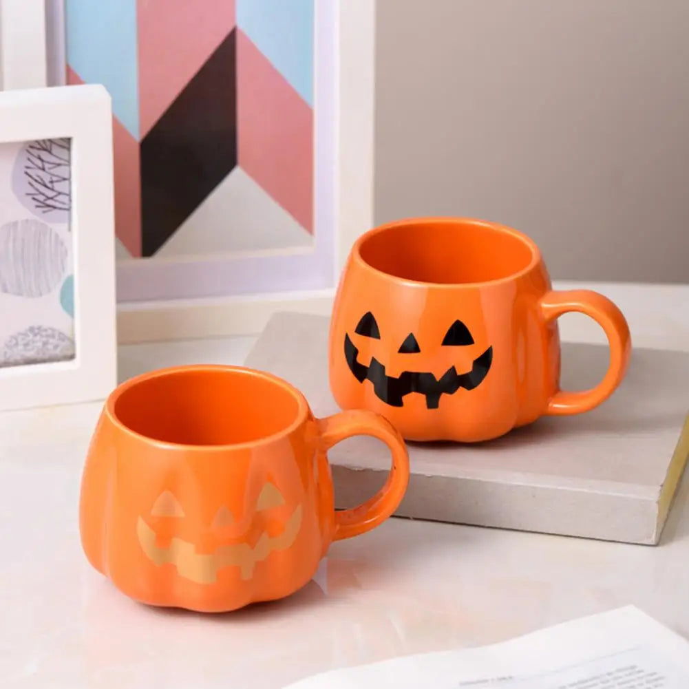 Festive Pumpkin Ceramic Mug – Cute Pumpkin Face Coffee Cup 400ml