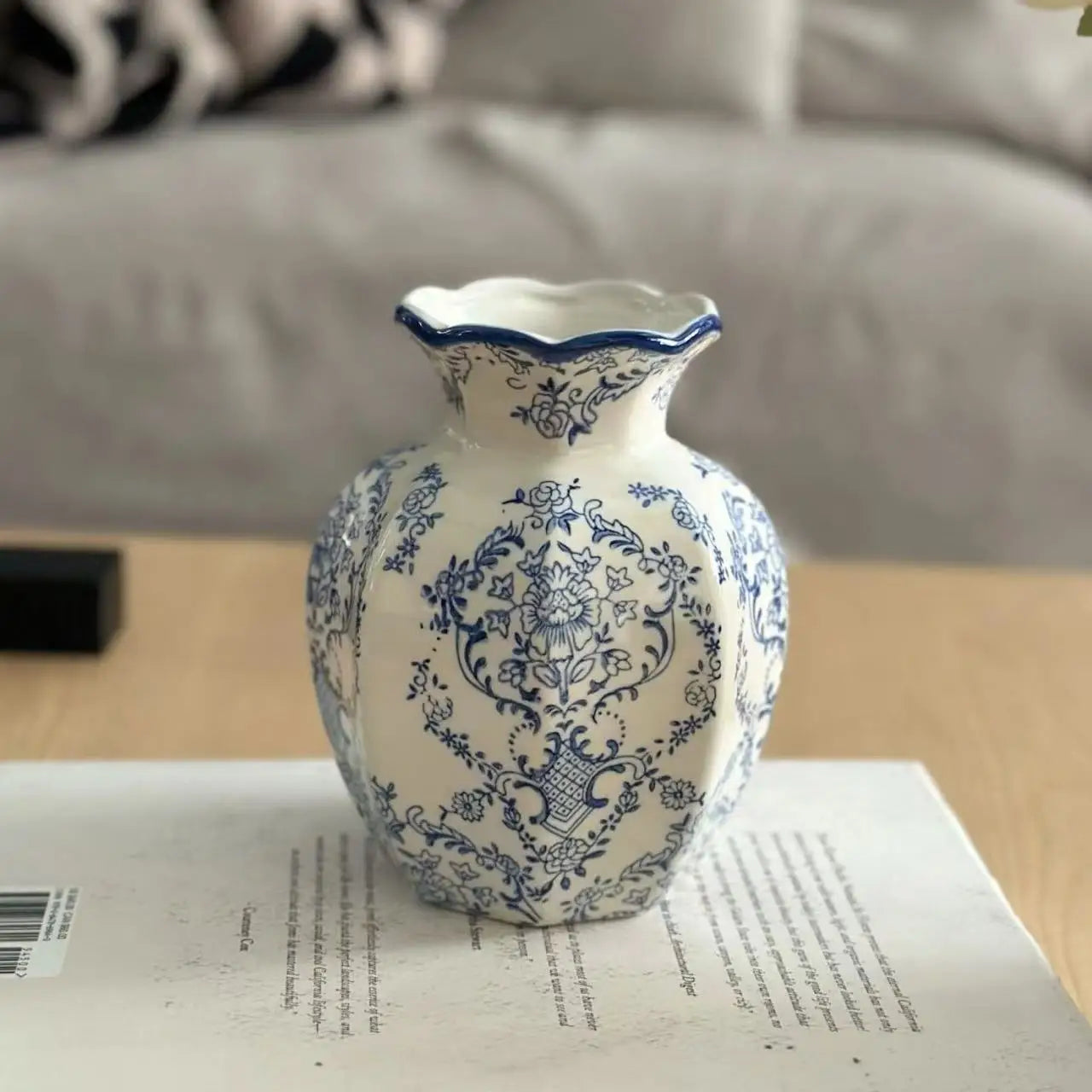 Hand-Painted Blue & White Porcelain Vase