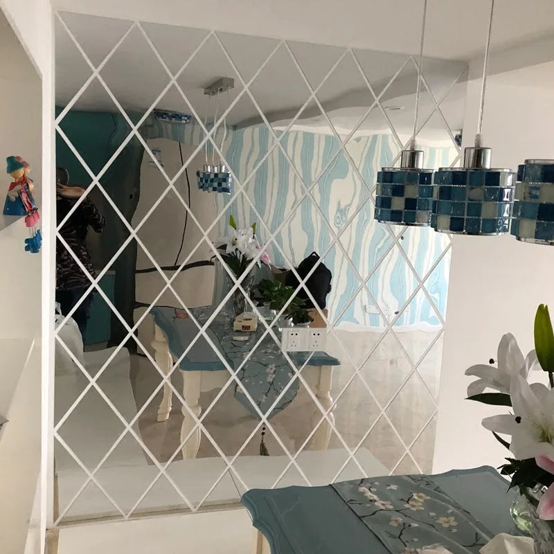 3D Diamond Splicing Acrylic Mirror Wall Sticker