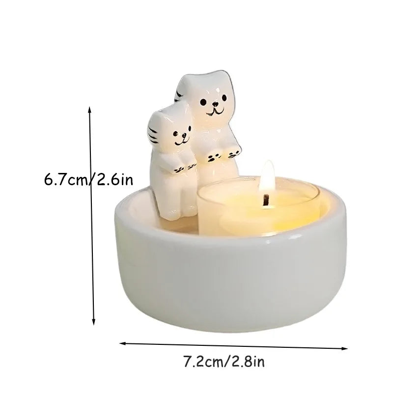 Cute Ceramic Kitten Candle Holde