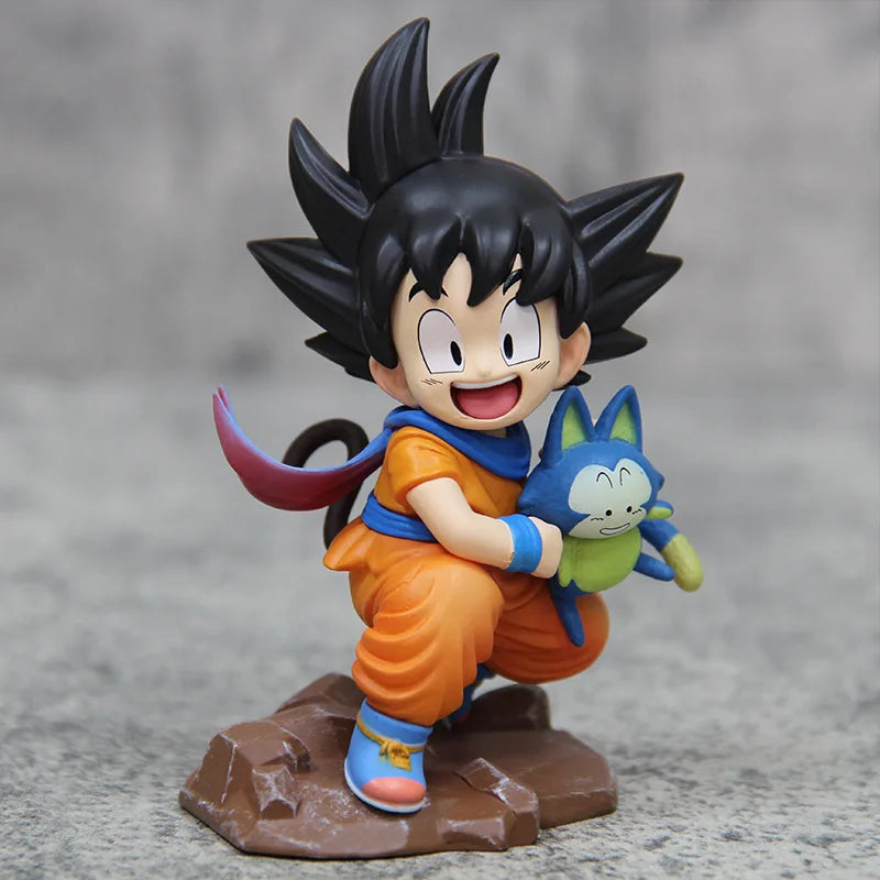 Dragon Ball Little Goku PVC Figure – Childhood Hugging Puer Ya Mu Tea Follower Collectible Model Statue