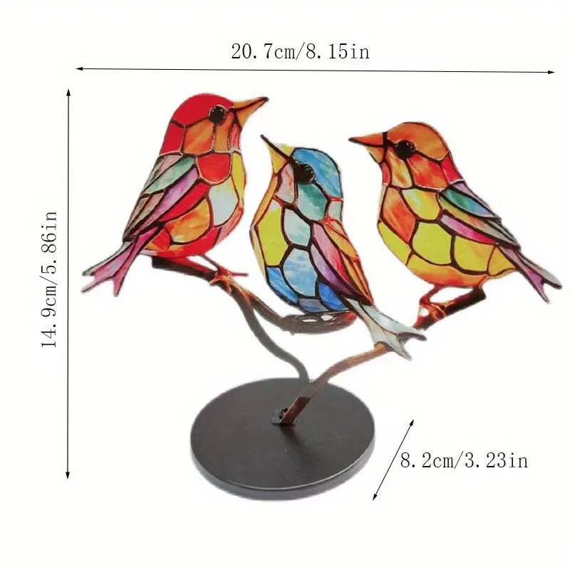LUSQI 3PC Retro Metal Bird Ornaments