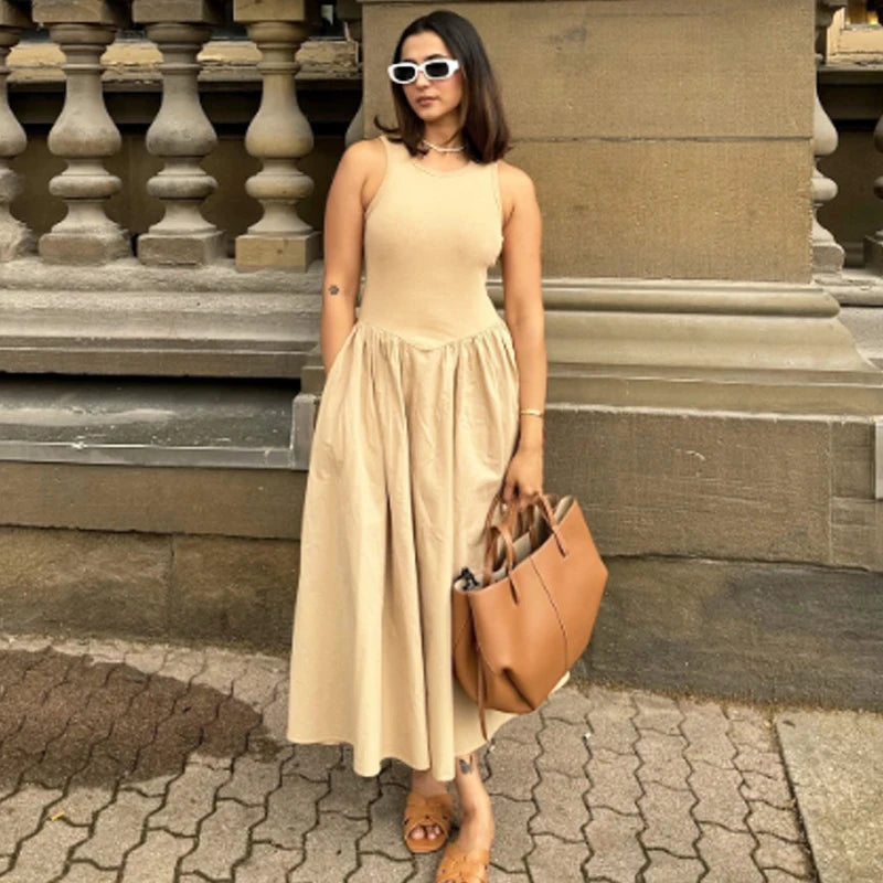 HXAO Elegant Long Patchwork Dress