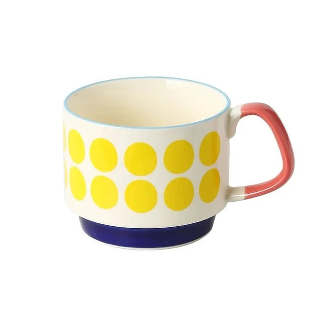 Japanese Flower Ceramic Mug Set – Retro Coffee & Milk Cups