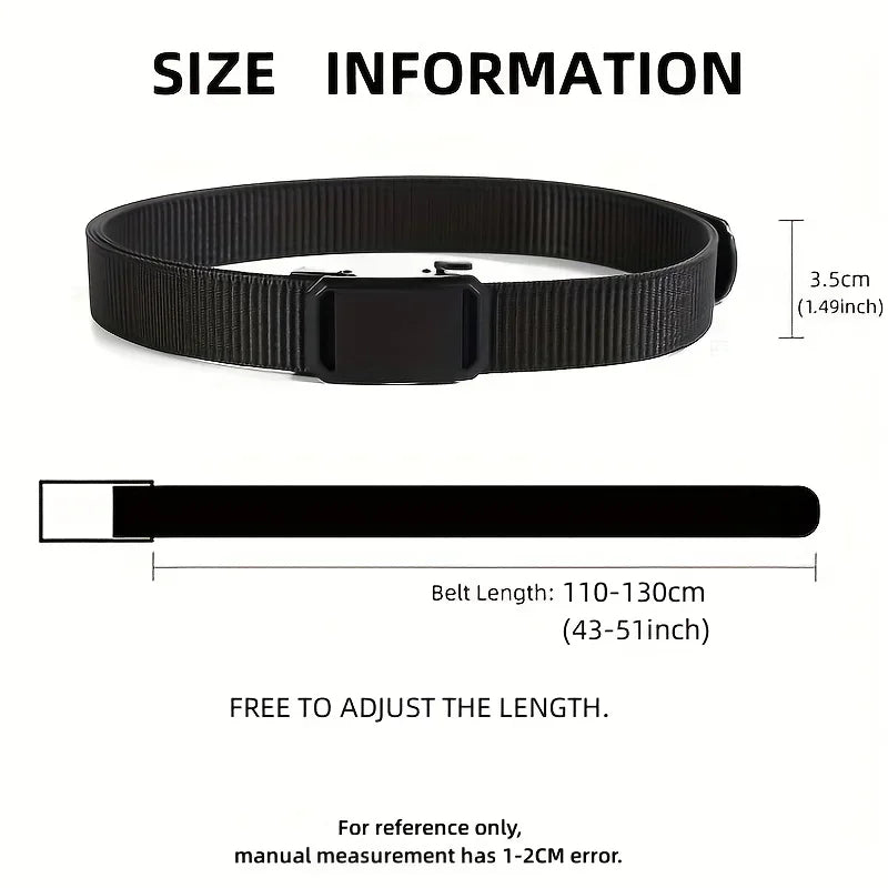 Automatic Buckle Canvas Tactical Belt – Casual Military-Style Workwear for Men