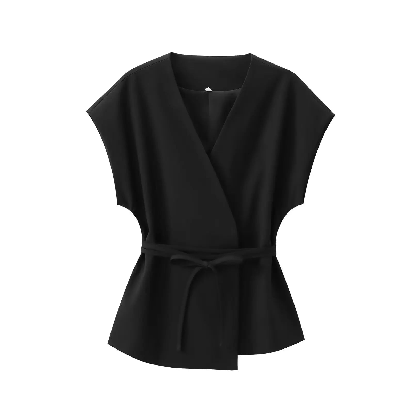 TFMLN Women’s Sleeveless V-Neck Trouser Suit with Belt