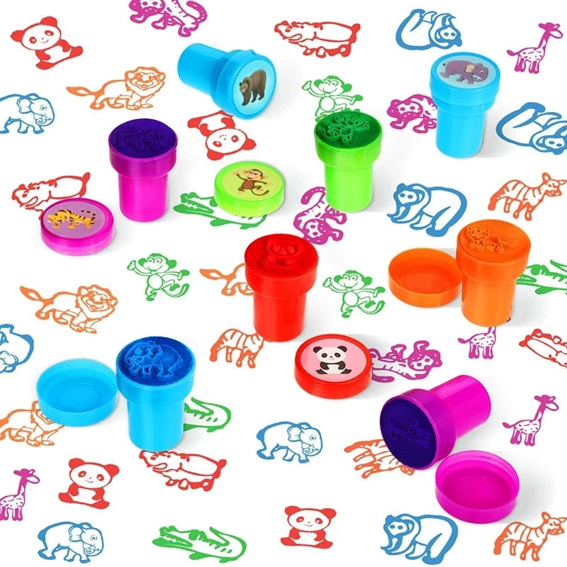 10pcs Assorted Kids Self-Inking Stamps – Fun Smiley Face Stamps for Scrapbooking, DIY Crafts, and Photo Album Decoration