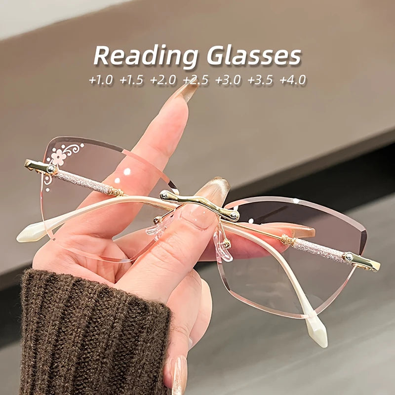 Ahora Frameless Cat Eye Reading Glasses
